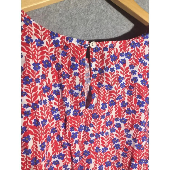Womens NWT J Crew Tank Top Red Blue Floral Casual Spring Summer Beachy - Picture 7 of 7